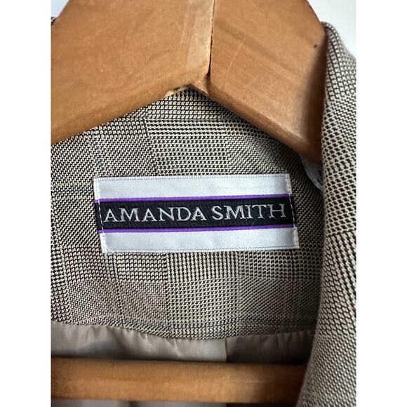 Vintage 90s Amanda Smith Plaid Blazer Neutral Tones Classic Preppy Size 12 - Picture 6 of 13